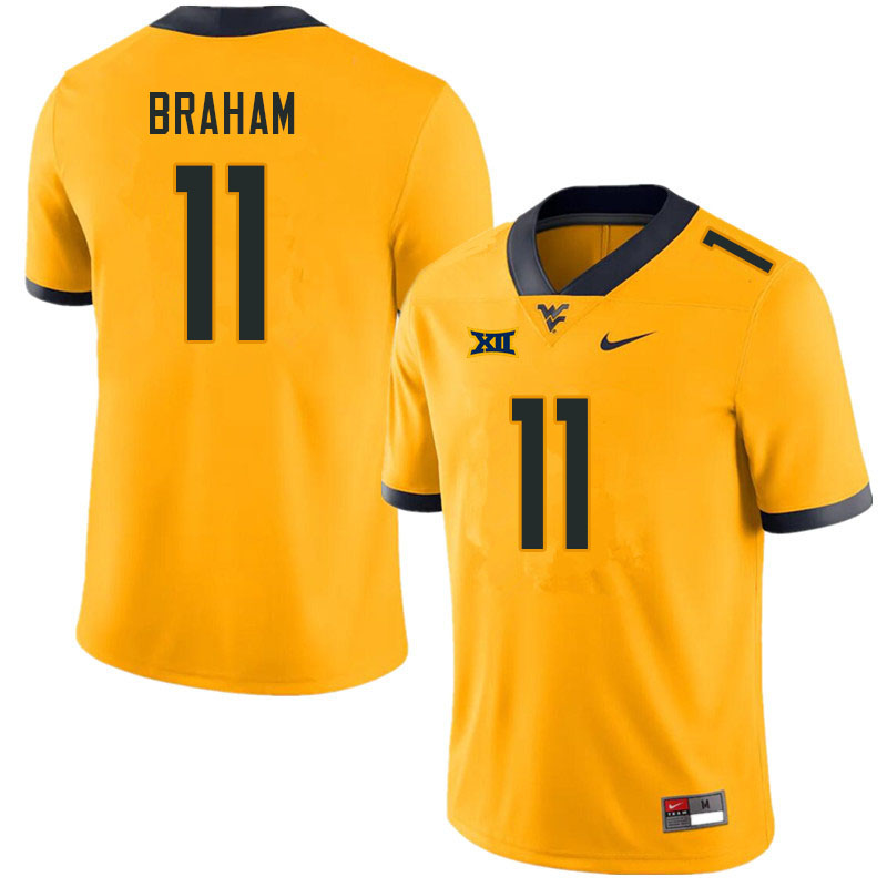 Men #11 Cortez Braham West Virginia Mountaineers College Football Jerseys Sale-Gold - Click Image to Close